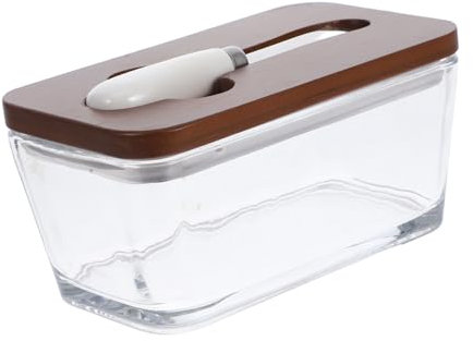 Alipis Mantequera De Vidrio Con Tapa De Bambú Caja Sellada Para Contenedor Para Refrigerador Incluye Cuchillo Almacenamiento Elegante Para Cocina