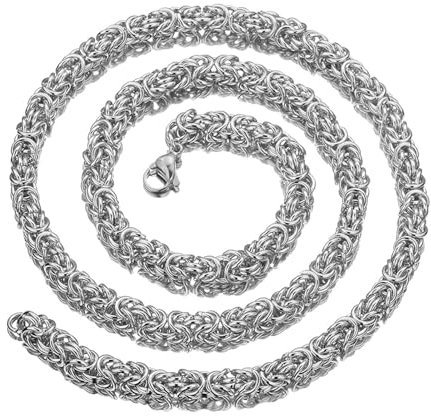 Daesar Herren Halskette 66CM Edelstahl Silber, 10MM Königskette ohne Anhänger Kette Partnerkette Personalisiert