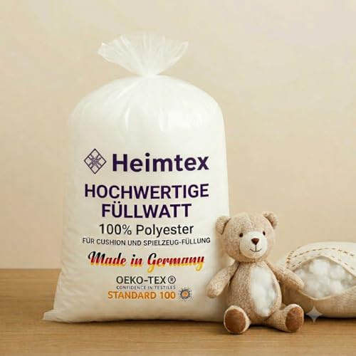 HEIMTEX -Füllwatte 5kg –100% ployester Oeko-TEX® zertifizierte Polyesterwatte für Kissen, Kuscheltiere & Bastelprojekte. Flauschig, formstabil, waschbar – ideal für DIY & Handarbeit.