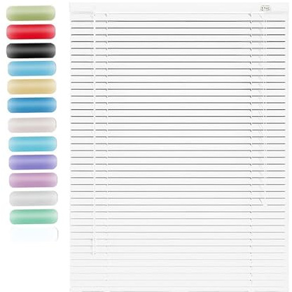 Veneziana in Alluminio per Interno, 25mm Lamelle Tende Veneziana in Alluminio, privacy, protezione da luce e sole, facili da montare, per ufficio, bagno, casa Oscurante(White)