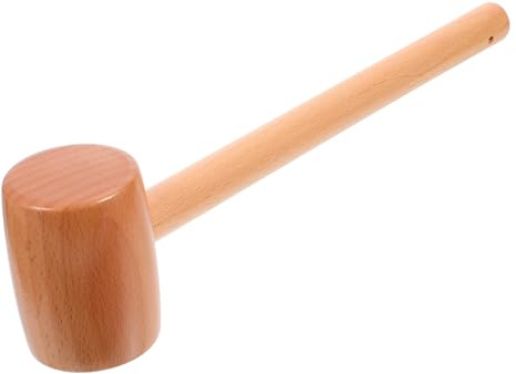 STOBAZA Solid Wood Hammer Wooden Mallet Natural Wood Mallet Kitchen Gadget for Cracking Seafood Small Beechwood Wooden Hammer for Home Cooking