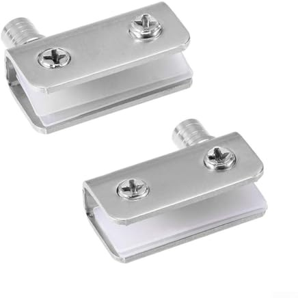 Cerniera per anta in vetro, 5 8 mm, con morsetto regolabile e clip girevole, materiale in acciaio inossidabile con guarnizioni protettive