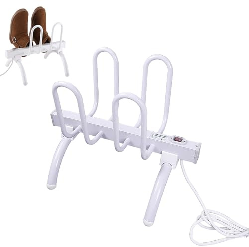 Free Standing Electric Shoes Dryer, Boot Dry Heater Rail Rack with Constant Temperature, Shoes Warmer, Household Shoe Deodorizer Drying Rack for Boots Socks Gloves(4 Shoes)