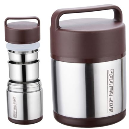 Sosoport Lunch Box Doppio Isolamento 1,8l in Acciaio Resistente Coperchio Ermetico e Manico Termoisolante Per Scuola, Ufficio e Viaggio, Contenitore Per Alimenti Termico Portatile