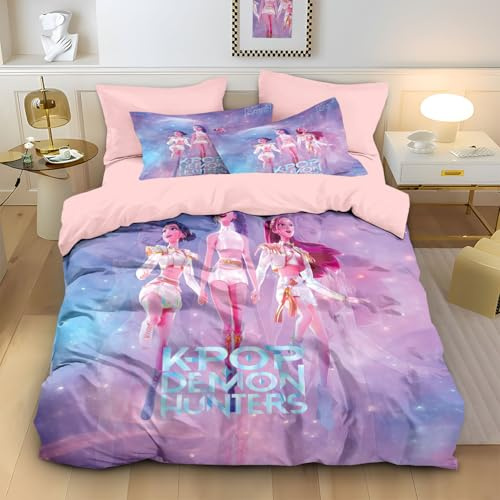 EKBFPOT Double Size Duvet Cover Sets Soft Printed Bedding Set Brushed Microfiber Duvet Covers with Pillowcases 200x200 CM Anime 23