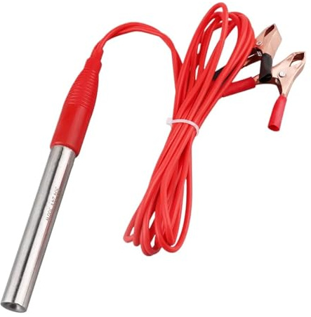 LOKLNEYK Immersion Water Heater 12V 24V Portable Heating Element With Alligator Clip For Traveling Camping 150w 200w 300w 400w 500w(12V,200w)