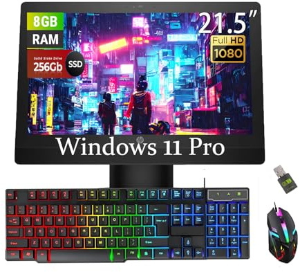 HP ProOne 600 G3 All-in-One Desktop Computer, FHD 21.5 (1920 x 1080), Intel Core i5-6500, 8 Go de RAM, SSD de 256 Go, Clavier QWERTY, Souris, USB WiFi, Windows 11 Pro (reconditionné)