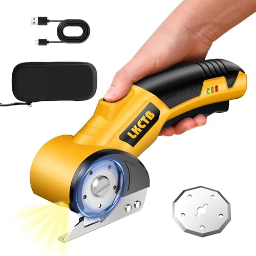 Electric Scissors, Cardboard Cutter, With LED Light, High-Efficiency Brushless Motor, 3500mAh Battery, Tungsten Steel Blade, Suitable for Cloth, Cardboard, Carpet Wire Rope Cutters Yellow l