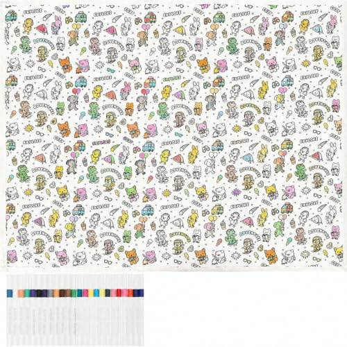 DIY Colouring Blanket for Adults, 152x127cm Washable Cozy Doodle Blanket | Colour Blanket with 24 Fabric Markers, Colour Your Own Picnic Blankets Creative Craft Activity, Birthday Present