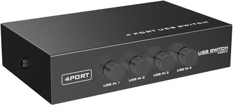 Sienoc 4 Port Fach USB 2.0 Sharing Switch Umschalter Schaltkasten | Switch Box Hub für PC Computer Scanner Drucker OVP
