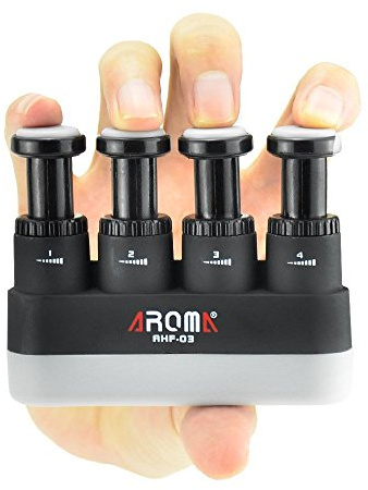 Finger Strengthener,4 Tension Adjustable Hand Grip Exerciser Ergonomic Silicone Trainer for Guitar,Piano,Trigger Finger Training, Arthritis Therapy and Grip, Rock climbing (AHF-03)