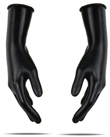 100% Latex rubber Latex Handschuhe kurz 0,6mm schwarz getaucht (FS) (s)
