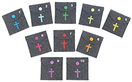 1 Rosenkranztäschchen aus Wollfilz in anthrazith Kreuz Farbe wählbar