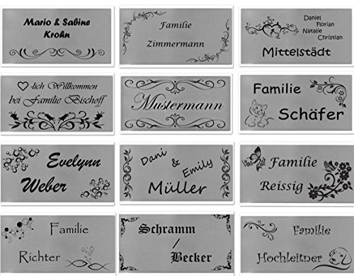 ID Türschild mit Ornament und Gravur nach Wunsch Namensschild Edelstahl 5 Größen (150x100 mm)