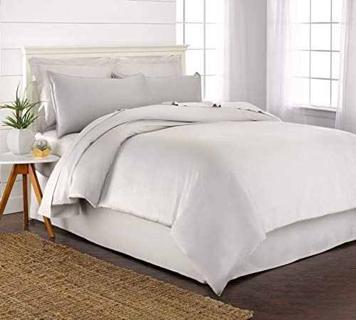 Queen Duvet Cover by Pure Bamboo, 3 Piece Set, Genuine 100% Organic Viscose Derived from Bamboo, Luxuriously Soft and Cooling, 2 Pillowcases (Queen, White)