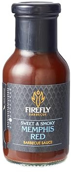 Firefly Barbecue Memphis Red BBQ Sauce with Sweet & Tangy Blend - Small-batch Handcrafted Barbecue Sauce for Pork, Chicken & Ribs - Natural Barbeque Sauce with No Additives or MSG 250ml