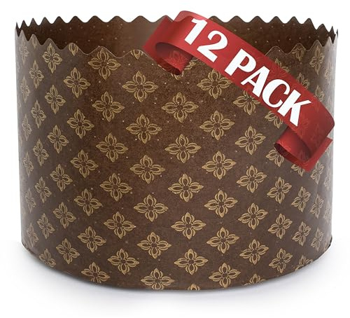 Paska Mold Kulich Large Panettone Paper Baking Molds (12 Pack 15oz) Easter Bread Paper Mold - Easter Bread Forms Panettone Pan Panetone Moulds 5.1x3.35-in