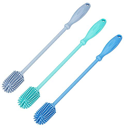 Silicone Cleaning Brush Water Bottle Cleaner with Long Handle for Washing Bottles Kettle Vase Glassware(random Color)