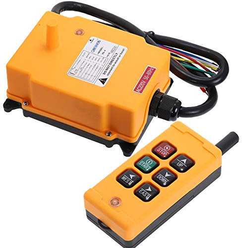 HS-6 IP65 6 Channels AC DC Industrial Electric Hoist Crane Wireless Remote Control Pushbutton Switch for CNC Winch 1Transmitter+1Receiver (AC/DC 24V)