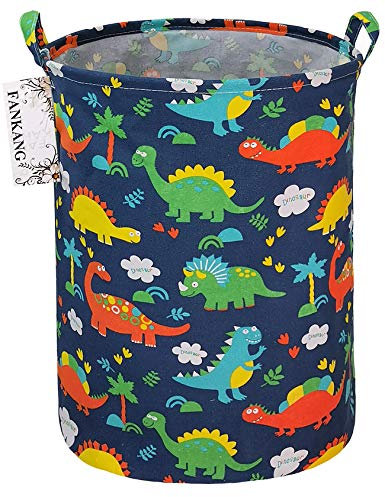 FANKANG Wäschekorb Aufbewahrungsboxen Wasserdichter PE-Beschichtung Große Aufbewahrungskörbe für Kinder Jungen Mädchen Spielzeug Zimmer (Walddinosaurier)
