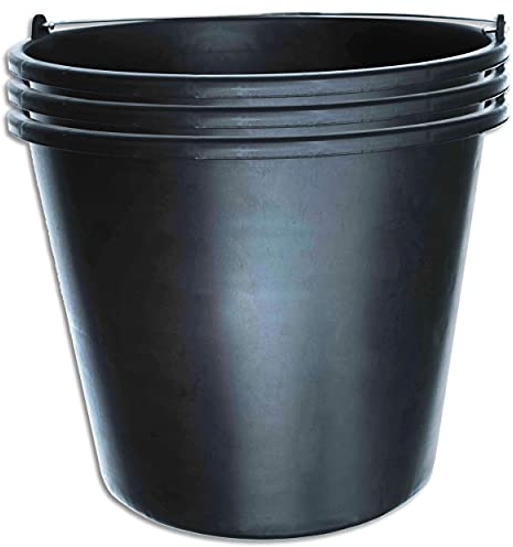 Wohnkult 3x Stella Bucket Baueimer für die Baustelle - schwarz (12 Liter)