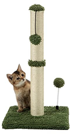 MECOOL Poste rascador de sisal para gatos con bola colgante de 22 pulgadas para gatitos o gatos más pequeños (22 pulgadas para gatitos, verde cactus)