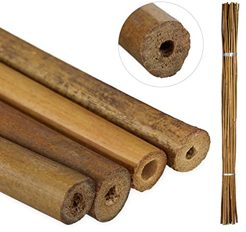 Relaxdays Canne di bambù 120 cm, Set 40 Bastoni 10-12 mm Ø, Sostegno per Piante Rampicanti o Decorazione, Marrone