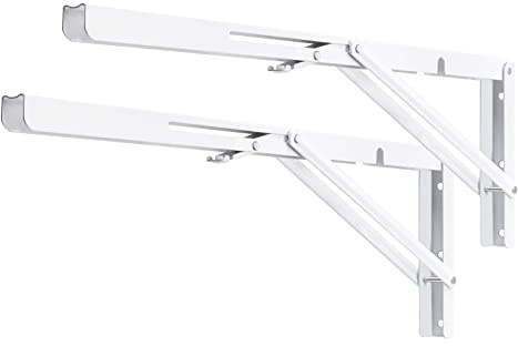 YUMORE Escuadras Abatibles 500mm Soporte de Estante Plegable Pesado Blanco | Escuadras para Estanterias de Pared Bisagras Mesa Plegable Bricolaje Ahorrar Espacio, Carga Máxima 150Kg, 2Pcs