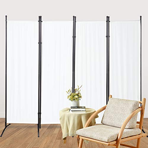 Ikodm Biombo Separador 4 Piezas 200 x 170 cm, Separador para balcón, paravent privacidad, Plegable, para Exterior, Oficina, balcón, Color Beige
