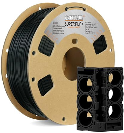 OVERTURE Super PLA+ Filament 1.75mm, 1kg Spule (2.2lbs), Maßgenauigkeit +/- 0.03 mm, für 3D-Drucker (Schwarz)