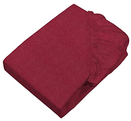 SETEX Feinbiber Spannbettlaken Melange, 140 x 200 cm großes Spannbetttuch, ca. 90% Baumwolle/ca. 10% Polyester, Bettlaken in Dunkelrot, Red