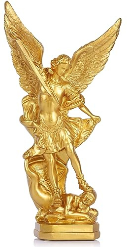 QIANLING San Miguel Arcángel Arcángel Arcángel Miguel Arcángel victorioso sobre Satanás, 31,8 cm, Ideal para colección o decoración