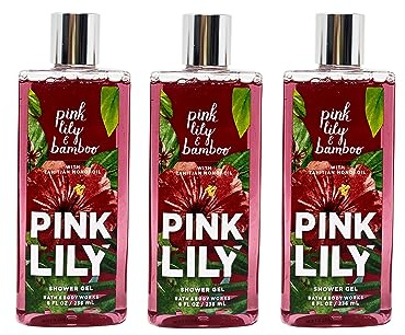 Bath and Body Works Pink Lily & Bamboo 3 Pack Shower Gel Gift Set - 8 fl oz / 236 mL each