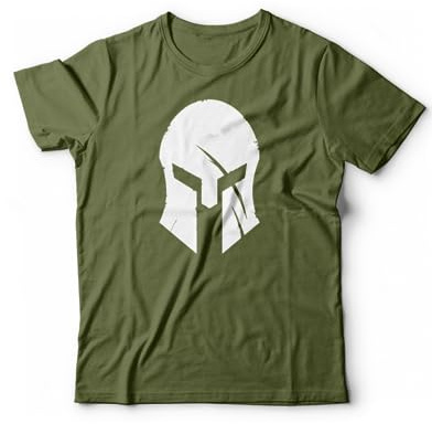 Generico Camiseta de hombre espartano para culturismo, estampado con casco espartano, para entrenamiento en el gimnasio, Verde, L