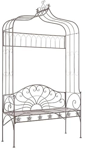Homgoday Gartenbank Sitzbank Balkonbank Ruhebank Parkbank Terrassenbank Gartenmöbel Bank für Garten Terrasse und Balkon 122 cm Eisen Antik Braun
