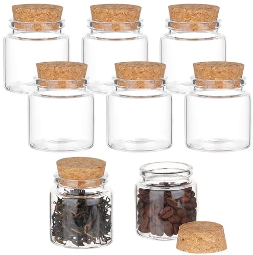 BENECREAT 8 mini Bouteilles en Verre de 50 ml avec Bouchons en Liège, Bouteilles de Souhaits, Bouteilles à Message pour Fournitures de Fête de Mariage, Artisanat de Bricolage, Faveurs de Fête