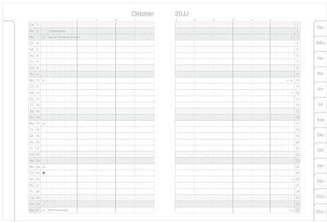 X17-A7 Monatsplaner, Monatskalender Nachfüllpack|„Classic“ 2027-2029, 1 Heft à 3 Jahre, inkl. Memokarte. Nur passend für das X17-System. Made in Germany