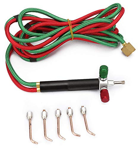 Tbest Mini-Sauerstoff-Gasbrenner, Acetylen, Schweißen, Lötpistole, Werkzeug-Set, 5 Stück, Reproduzierbare Spitzen, Taschenlampen, Industrielles Schweißen