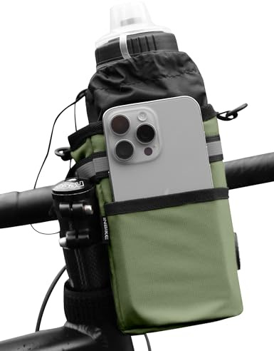INBIKE Lenkertasche Fahrrad Flaschenhalter ohne Schrauben Fahrradtasche Vorne Lenker E-Bike Rennrad Getränkehalter Trinkflasche, Handy, Verpflegung, Kamera usw. Nylon Grün