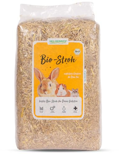 Heu-Heinrich® Paille bio du parc naturel de la forêt de Thuringe - Litière pour écurie ou enclos - Pour rongeurs, lapins, cochons d'Inde, hamsters, souris, tortues et autres petits animaux (4 kg)