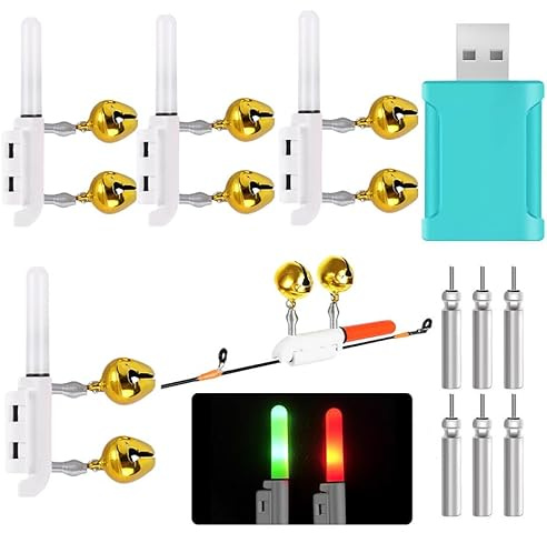 4/6stk Bissanzeiger Angeln | Knicklichter Angeln Mit Glocke | Wasserdicht Swinger Angeln Mit Schnalle | Angelzubehör Led Posen Nachtfischen Swinger Bissanzeiger Mit Ladegerät Und Akku