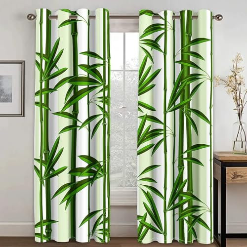 IKDZCM Günstige Bambus-Tintenmalerei, eleganter Verdunkelungsvorhang mit hoher Schattierung für Wohnzimmer, Schlafzimmer, Bambusmalerei, Verdunkelungsvorhang WxH/2x70x170cm verdunkelungsvorhang