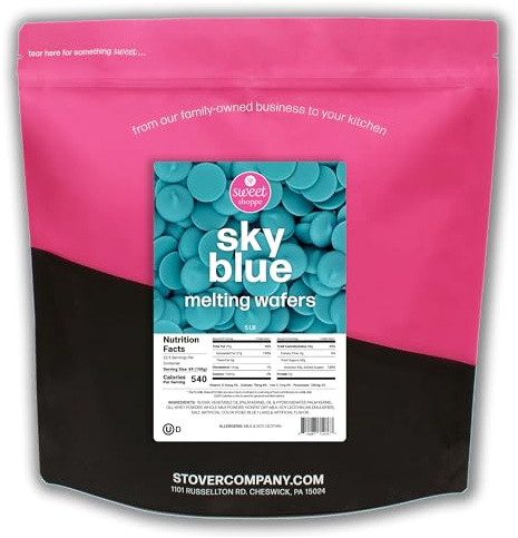 Sweet Shoppe Sky Blue Colored Melting Wafers, Light Blue Chocolate Flavored Melting Wafers for Dipping, Baking and Chocolate Fountains, Easy to Melt (Sky Blue, 5 pounds)