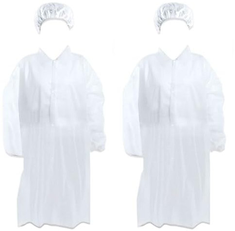 Acan Tradineur Lot de 2 Combinaisons de Travail Fermeture à Boutons Combinaison Jetable en TNT Protection Peinture Multi-Usages Bricolage Unisexe (Blanc - Taille Unique)