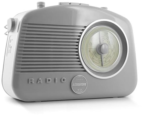 Steepletone Brighton BT 60s Retro Portable MW/LW/FM Radio with Bluetooth - Grey