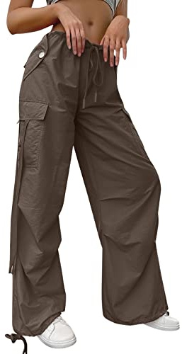 Pantalon Treillis Femme,Pantalon Ample Femme Femme Stretch Pantalon Large Bootcut Cargo Multi Poches Elastique Taille Haute Flare Pantalons Travail Ado Sweatpants avec Poches
