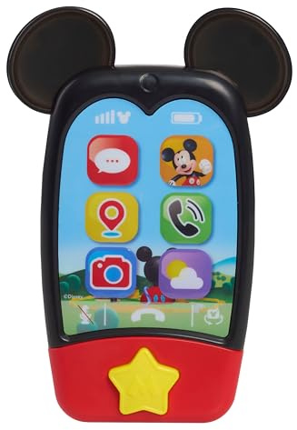 Mickey Mouse Disney Jr Telefono Giocattolo 15 cm con Luci e Suoni, Cellulare Interattivo per Bambini, Gioco Educativo e da Viaggio, età 3+