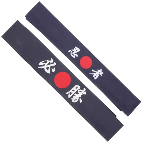 Yardenfun 2stücke Japanisches Ninja-Stirnband Aus Baumwolle Atmungsaktiv Dehnbar Passend Für Karate Yoga Fitness Und Kochen Breites Haarband Für Männer Und Frauen Schweißabsorbierend Bequem