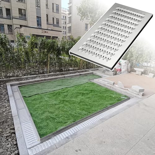 Trough Type Drainage Ditch,Trough Guttering，Channel Drain Grate Cover for Indoor/Outdoor, Stainless Steel Rainwater Drainage Grates, Yard/Sidewalk/Garden Durable Trench Drain Cover(58x30x2.5