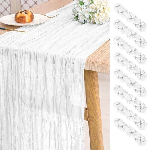 Pesonlook 8 Stück Weiß Käsetuch Tischläufer für Hochzeit,55 x 300 cm